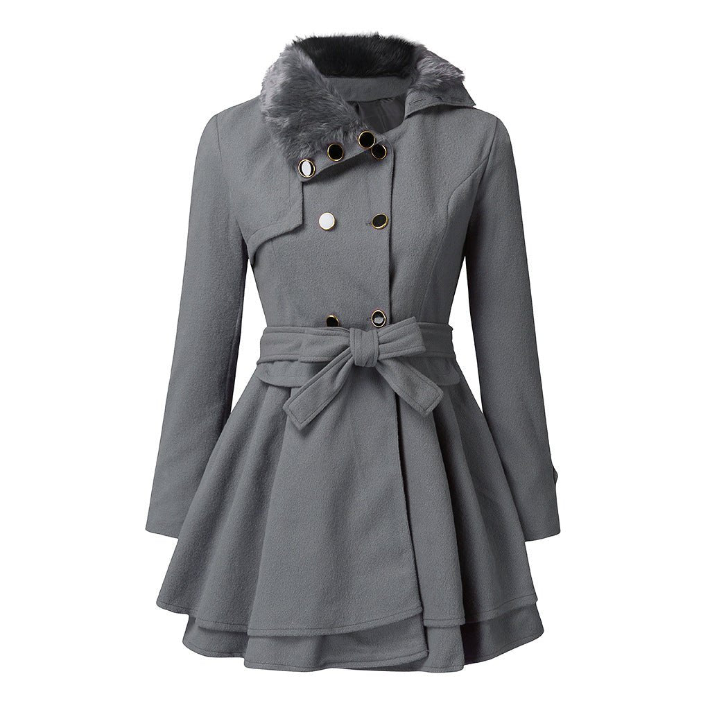 Manteau en laine Emma avec col en fausse fourrure