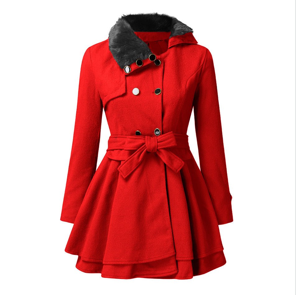 Manteau en laine Emma avec col en fausse fourrure