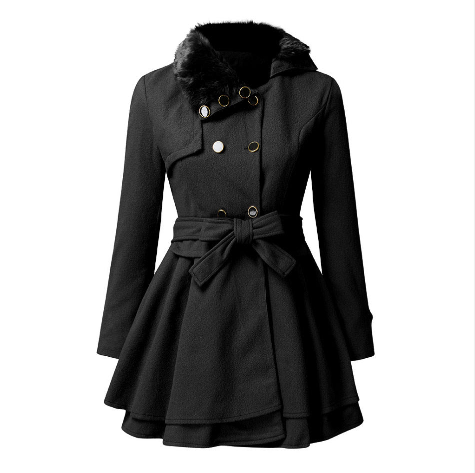 Manteau en laine Emma avec col en fausse fourrure