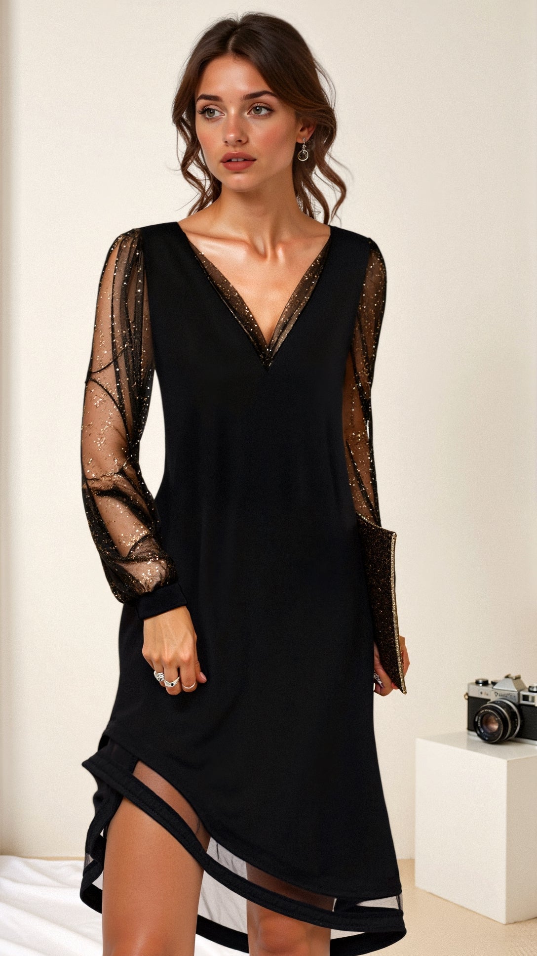 Robe de soirée Matilda avec manches transparentes