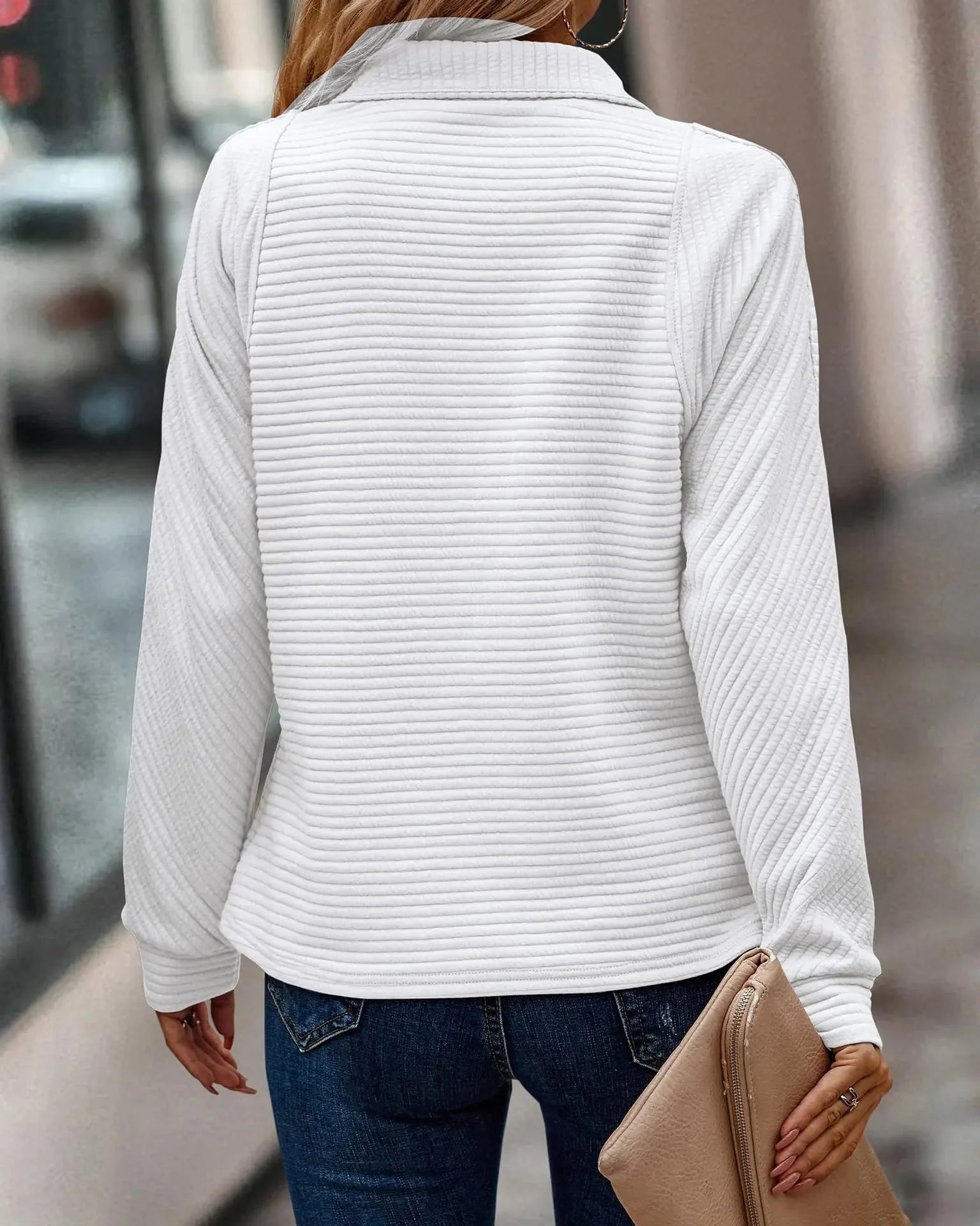 Vilja Sweat-shirt structuré avec demi-fermeture éclair