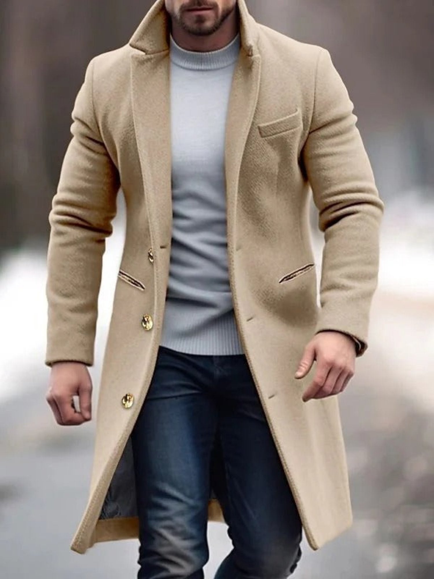 Nicholas - Manteau long en laine - Classique - Confortable - Idéal pour l'automne/hiver