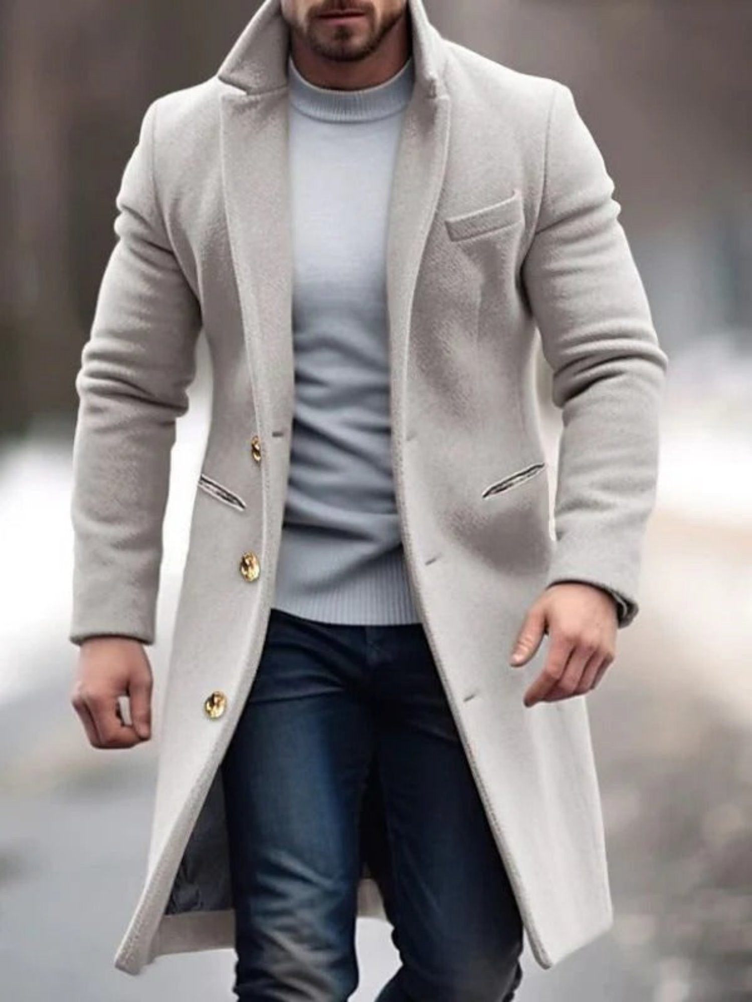 Nicholas - Manteau long en laine - Classique - Confortable - Idéal pour l'automne/hiver