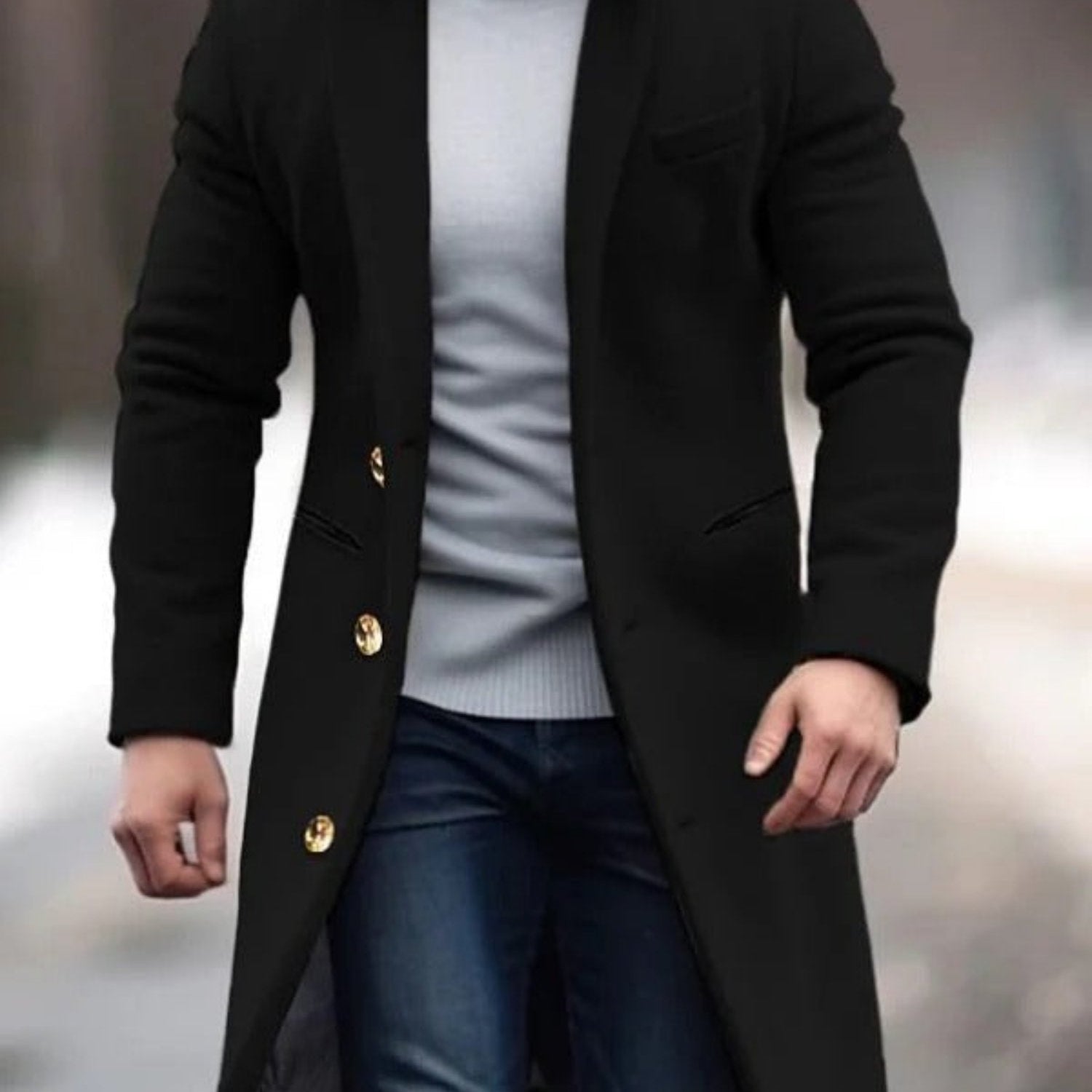 Nicholas - Manteau long en laine - Classique - Confortable - Idéal pour l'automne/hiver