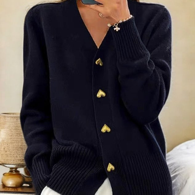 Cardigan Femme En Laine Unie Avec Boutons | Idéal Pour L'hiver