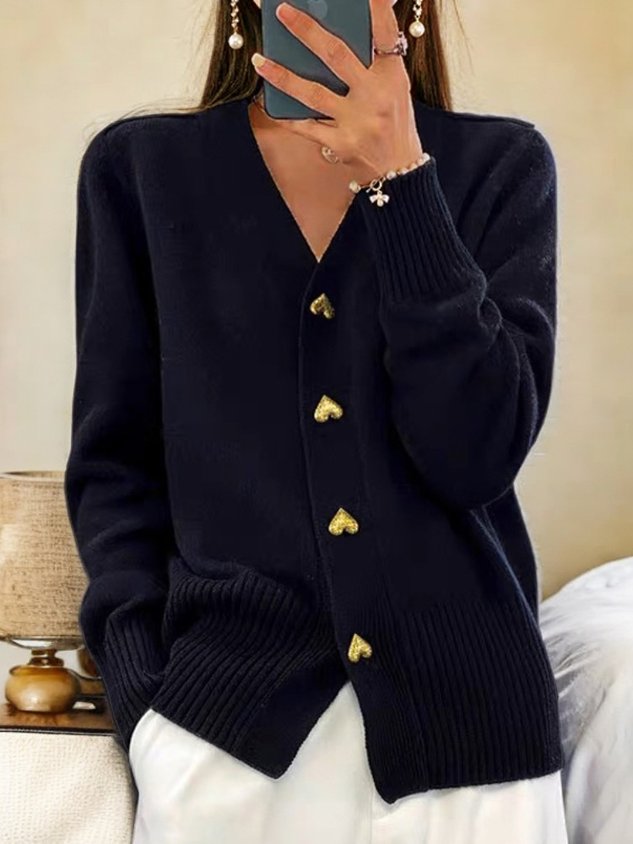 Cardigan Femme En Laine Unie Avec Boutons | Idéal Pour L'hiver
